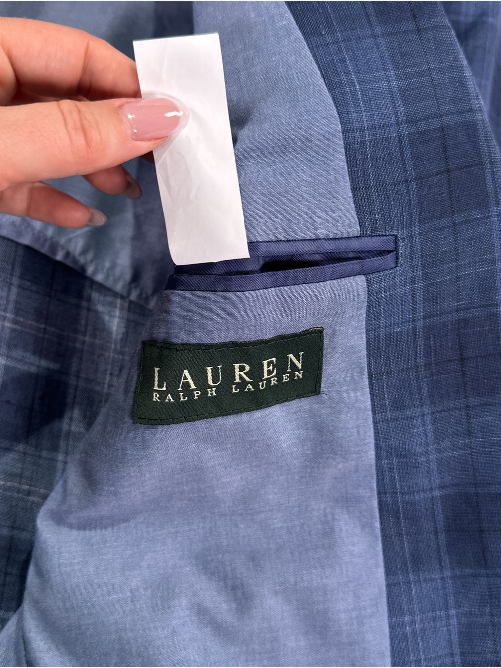 Lauren Ralph Lauren Men's Linen Plaid Blazer Sport Coat Blue 38R - Picture 9 of 13